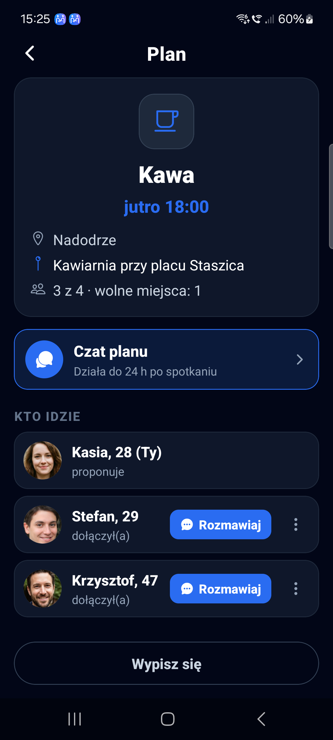Karta planu: co, gdzie, o której, kto idzie